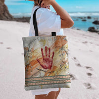 Native American Red Handprint Tote Bag Watercolor Paint Splash and Brave Horse Art - Wonder Print Shop