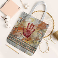 Native American Red Handprint Tote Bag Watercolor Paint Splash and Brave Horse Art - Wonder Print Shop