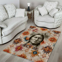 Sitting Bull Portrait Area Rug Native American Tipi with Feathers and Spears Indigenous Pride - Wonder Print Shop