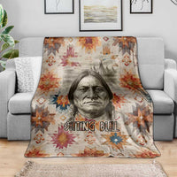 Sitting Bull Portrait Blanket Native American Tipi with Feathers and Spears Indigenous Pride - Wonder Print Shop
