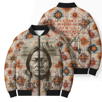 Sitting Bull Portrait Bomber Puffer Jacket Native American Tipi with Feathers and Spears Indigenous Pride - Wonder Print Shop