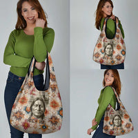 Sitting Bull Portrait Grocery Bag Native American Tipi with Feathers and Spears Indigenous Pride - Wonder Print Shop