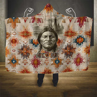 Sitting Bull Portrait Hooded Blanket Native American Tipi with Feathers and Spears Indigenous Pride - Wonder Print Shop