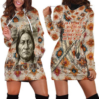 Sitting Bull Portrait Hoodie Dress Native American Tipi with Feathers and Spears Indigenous Pride - Wonder Print Shop