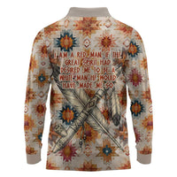 Sitting Bull Portrait Long Sleeve Polo Shirt Native American Tipi with Feathers and Spears Indigenous Pride - Wonder Print Shop