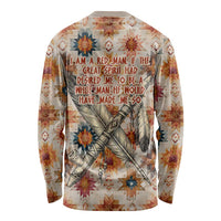 Sitting Bull Portrait Long Sleeve Shirt Native American Tipi with Feathers and Spears Indigenous Pride - Wonder Print Shop