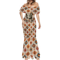 Sitting Bull Portrait Mermaid Dress Native American Tipi with Feathers and Spears Indigenous Pride - Wonder Print Shop