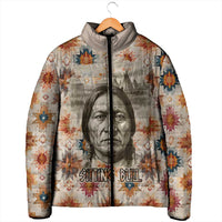 Sitting Bull Portrait Padded Jacket Native American Tipi with Feathers and Spears Indigenous Pride - Wonder Print Shop