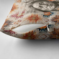 Sitting Bull Portrait Pillow Cover Native American Tipi with Feathers and Spears Indigenous Pride - Wonder Print Shop
