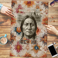 Sitting Bull Portrait Puzzle Native American Tipi with Feathers and Spears Indigenous Pride - Wonder Print Shop