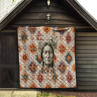 Sitting Bull Portrait Quilt Native American Tipi with Feathers and Spears Indigenous Pride - Wonder Print Shop