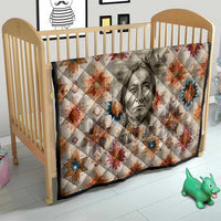 Sitting Bull Portrait Quilt Native American Tipi with Feathers and Spears Indigenous Pride - Wonder Print Shop