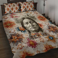 Sitting Bull Portrait Quilt Bed Set Native American Tipi with Feathers and Spears Indigenous Pride - Wonder Print Shop