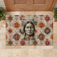Sitting Bull Portrait Rubber Doormat Native American Tipi with Feathers and Spears Indigenous Pride - Wonder Print Shop