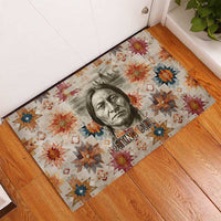 Sitting Bull Portrait Rubber Doormat Native American Tipi with Feathers and Spears Indigenous Pride - Wonder Print Shop