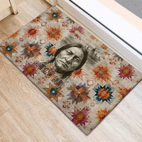 Sitting Bull Portrait Rubber Doormat Native American Tipi with Feathers and Spears Indigenous Pride - Wonder Print Shop