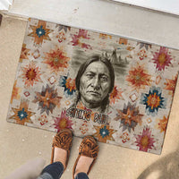 Sitting Bull Portrait Rubber Doormat Native American Tipi with Feathers and Spears Indigenous Pride - Wonder Print Shop