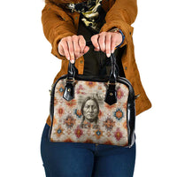 Sitting Bull Portrait Shoulder Handbag Native American Tipi with Feathers and Spears Indigenous Pride - Wonder Print Shop