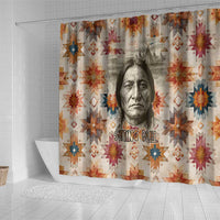 Sitting Bull Portrait Shower Curtain Native American Tipi with Feathers and Spears Indigenous Pride - Wonder Print Shop