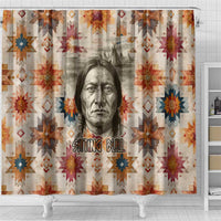 Sitting Bull Portrait Shower Curtain Native American Tipi with Feathers and Spears Indigenous Pride - Wonder Print Shop