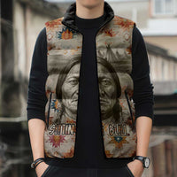 Sitting Bull Portrait Sleeveless Puffer Jacket Native American Tipi with Feathers and Spears Indigenous Pride - Wonder Print Shop