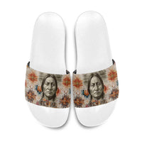 Sitting Bull Portrait Slide Sandals Native American Tipi with Feathers and Spears Indigenous Pride - Wonder Print Shop