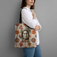Sitting Bull Portrait Tote Bag Native American Tipi with Feathers and Spears Indigenous Pride - Wonder Print Shop