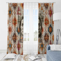 Sitting Bull Portrait Window Curtain Native American Tipi with Feathers and Spears Indigenous Pride - Wonder Print Shop