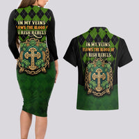 In My Veins Flows The Blood Of Irish Rebels Couples Matching Long Sleeve Bodycon Dress and Hawaiian Shirt - Wonder Print Shop
