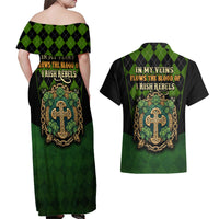 In My Veins Flows The Blood Of Irish Rebels Couples Matching Off Shoulder Maxi Dress and Hawaiian Shirt - Wonder Print Shop