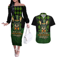 In My Veins Flows The Blood Of Irish Rebels Couples Matching Off The Shoulder Long Sleeve Dress and Hawaiian Shirt - Wonder Print Shop