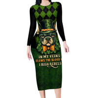 In My Veins Flows The Blood Of Irish Rebels Long Sleeve Bodycon Dress - Wonder Print Shop