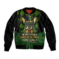 In My Veins Flows The Blood Of Irish Rebels Sleeve Zip Bomber Jacket - Wonder Print Shop