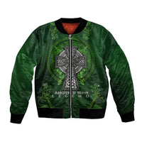 Irish Cross Mix With Shamrock Floral Bomber Jacket - Wonder Print Shop