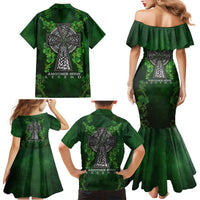 Irish Cross Mix With Shamrock Floral Family Matching Mermaid Dress and Hawaiian Shirt - Wonder Print Shop