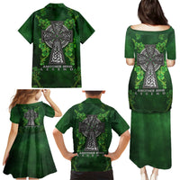 Irish Cross Mix With Shamrock Floral Family Matching Puletasi and Hawaiian Shirt - Wonder Print Shop