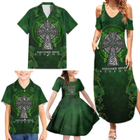Irish Cross Mix With Shamrock Floral Family Matching Summer Maxi Dress and Hawaiian Shirt - Wonder Print Shop