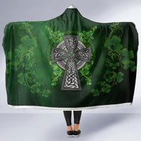 Irish Cross Mix With Shamrock Floral Hooded Blanket