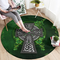 Irish Cross Mix With Shamrock Floral Round Carpet