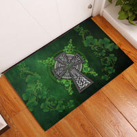Irish Cross Mix With Shamrock Floral Rubber Doormat - Wonder Print Shop