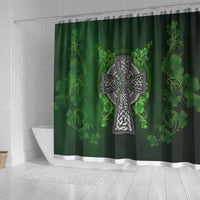 Irish Cross Mix With Shamrock Floral Shower Curtain