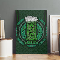 Beer Cup Pattern And Celtic Circle Green Canvas Wall Art - Wonder Print Shop
