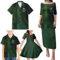 Beer Cup Pattern And Celtic Circle Green Family Matching Puletasi and Hawaiian Shirt - Wonder Print Shop