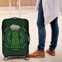 Beer Cup Pattern And Celtic Circle Green Luggage Cover - Wonder Print Shop