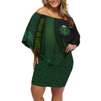 Beer Cup Pattern And Celtic Circle Green Off Shoulder Short Dress - Wonder Print Shop