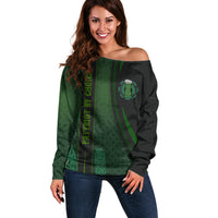 Beer Cup Pattern And Celtic Circle Green Off Shoulder Sweater - Wonder Print Shop