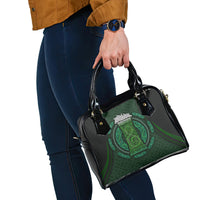 Beer Cup Pattern And Celtic Circle Green Shoulder Handbag