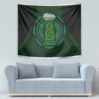 Beer Cup Pattern And Celtic Circle Green Tapestry - Wonder Print Shop