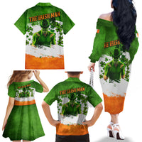 The Irish Man Family Matching Off Shoulder Long Sleeve Dress and Hawaiian Shirt - Wonder Print Shop
