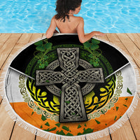 Irish Cross Mix With Shamrock Floral And Flag Beach Blanket - Wonder Print Shop